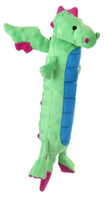 goDog Skinny Dragons w/Chew Guard Plush Dog Toy Green Large