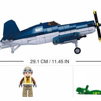 WWII F4U Corsair Fighter Plane Building Brick Kit (550 pcs)