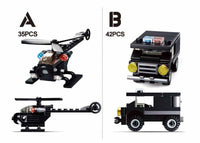 Builder Police Building Brick Display Set, x2 each kit A-D
