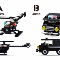 Builder Police Building Brick Display Set, x2 each kit A-D