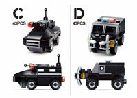 Builder Police Building Brick Display Set, x2 each kit A-D
