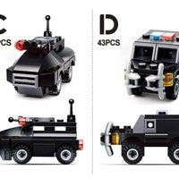 Builder Police Building Brick Display Set, x2 each kit A-D