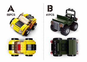 Builder Cars Building Brick Display Set, x2 of each kit