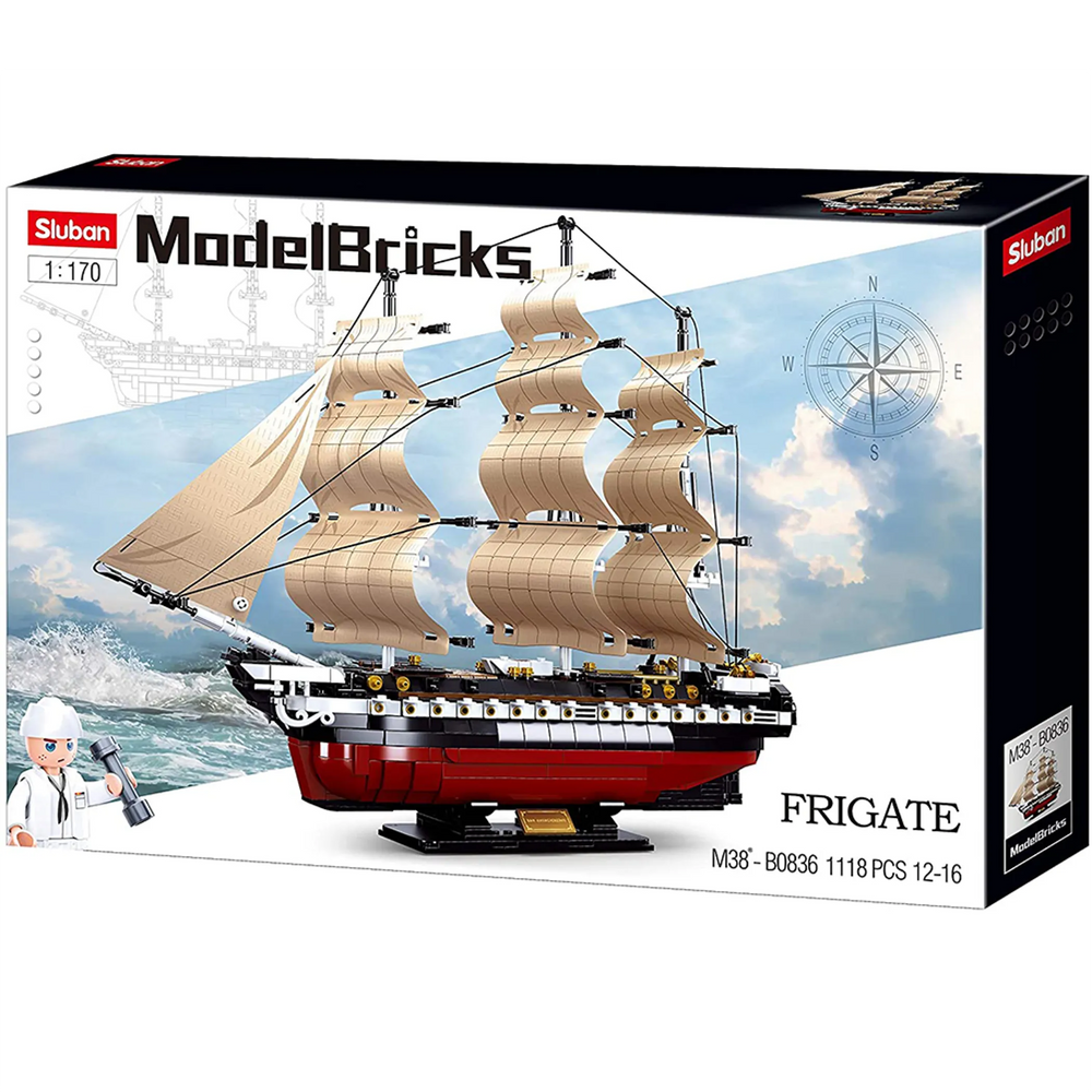 USS Constitution Frigate 1:170 Scale Building Brick Kit (1118 pcs)