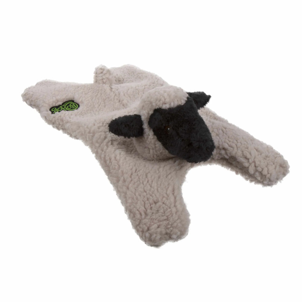 goDog Barnyard Buddies Lamb Squeaky Plush Flattie Dog Toy