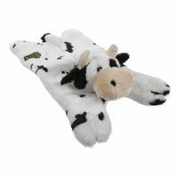 goDog Barnyard Buddies Cow Squeaky Plush Flattie Dog Toy

