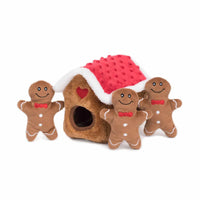 ZippyPaws Holiday Zippy Burrow Gingerbread House Plush Dog Toy

