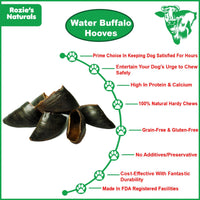 WATER BUFFALO HOOVES-100% Natural, High Protein, Long-Lasting, Grain-Free, Gluten-Free, Dog Dental Treat & Chews, 4 COUNT-10 oz
