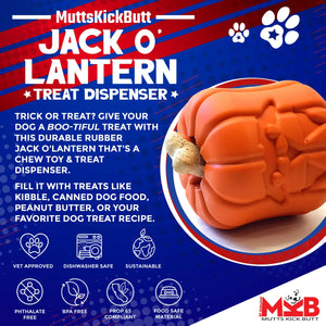 MKB Jack O' Lantern Durable Rubber Chew Toy & Treat Dispenser