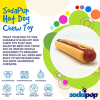 SP Hot Dog Ultra Durable Nylon Dog Chew Toy for Aggressive Chewers
