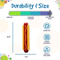 SP Hot Dog Ultra Durable Nylon Dog Chew Toy for Aggressive Chewers
