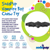 SodaPup Vampire Bat Ultra Durable Nylon Dog Chew Toy for Aggressive Chewers
