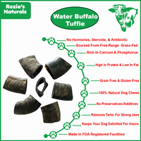 WATER BUFFALO HORN TUFFIE- 100% Natural Dog Treat & Chews, Grain-Free, Gluten-Free, Dog Chewing Dental Toys, 2 COUNT, 7.5 oz
