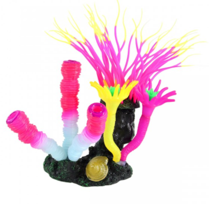 Underwater Treasures Glow Action Bubbling Anemone with Sponge Coral - Rose